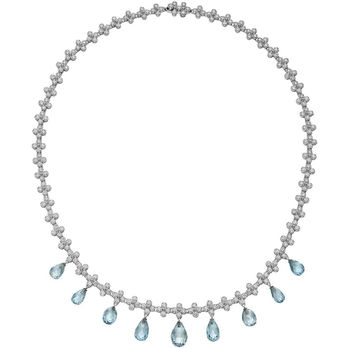 Tiffany & Co. Diamond and Aquamarine Fringe "Lace" Necklace