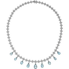 Tiffany & Co. Diamond and Aquamarine Fringe "Lace" Necklace
