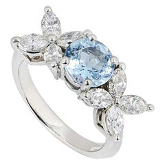 Tiffany & Co. Diamond and Aquamarine Victoria Ring 2.00 Ct Diamonds