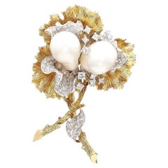 Tiffany & Co. Diamond and Baroque Pearl Pin, Maple Leaf Collection