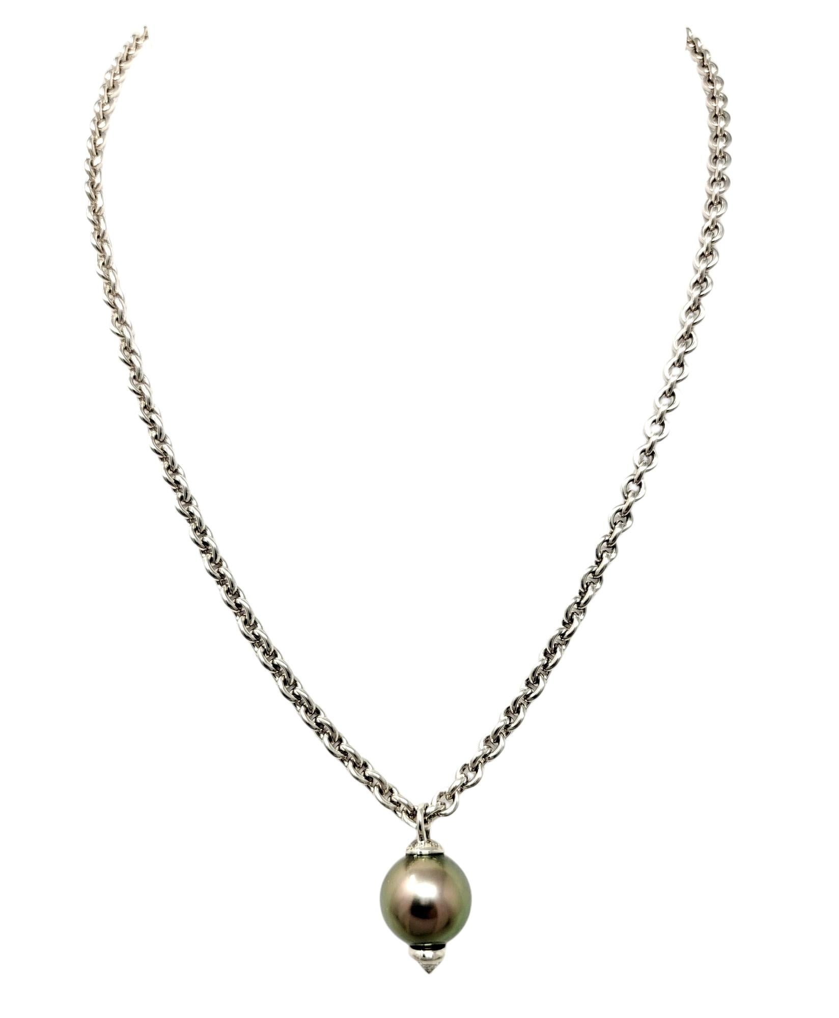Tiffany & Co. Diamond and Cultured Tahitian Pearl Pendant Necklace in White Gold 2