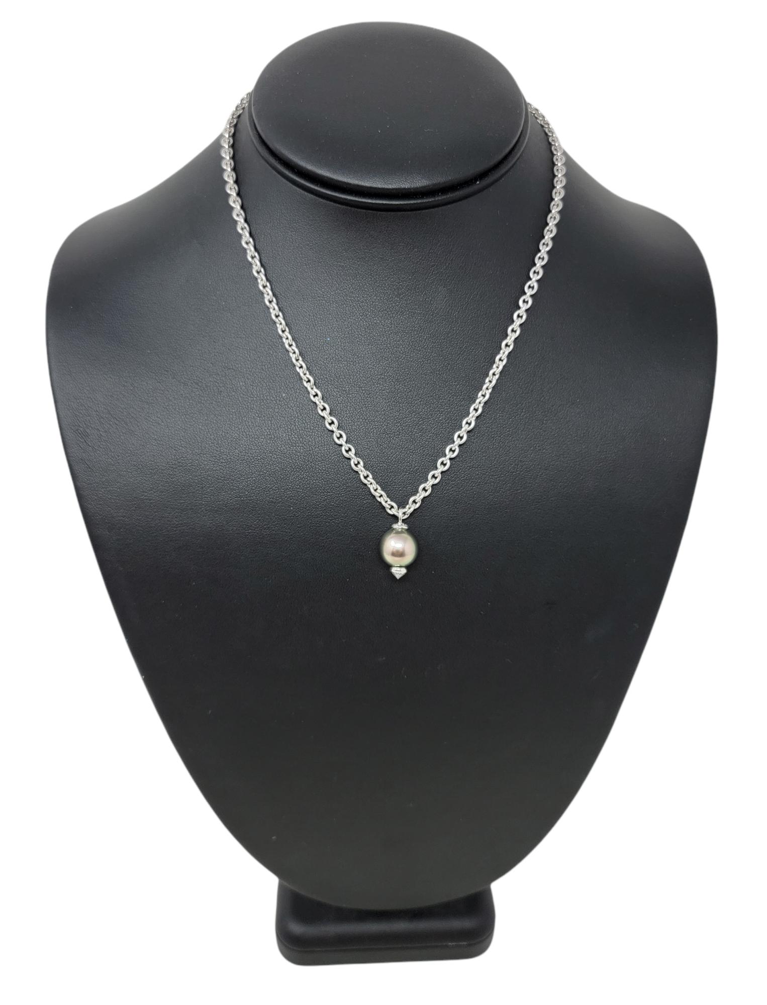 Tiffany & Co. Diamond and Cultured Tahitian Pearl Pendant Necklace in White Gold 3