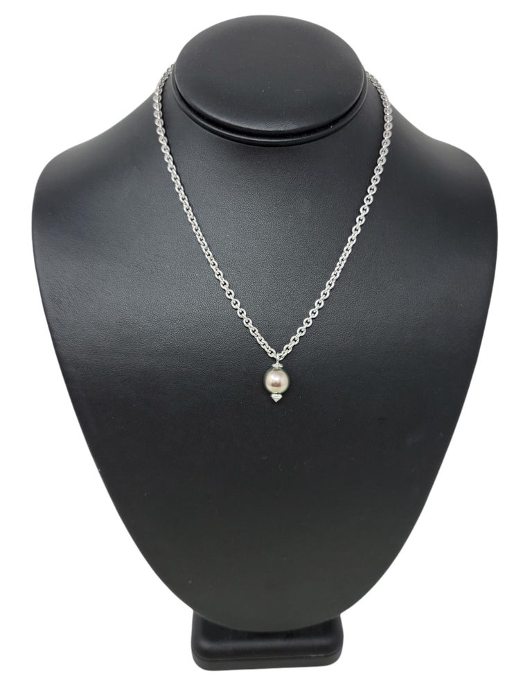 Tiffany & Co. Diamond and Cultured Tahitian Pearl Pendant Necklace in White Gold For Sale 6