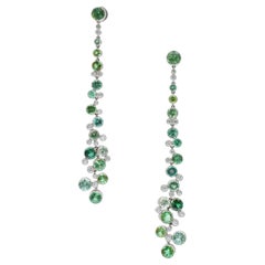 Tiffany & Co. Diamond And Green Tourmaline Drop Earrings In Platinum