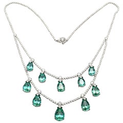 Tiffany & Co. Diamond and Green Tourmaline Platinum Necklace