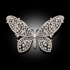 Tiffany & Co. Diamond and Keshi Pearl Butterfly Brooch Circa 2012