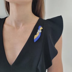 TIFFANY & CO. Diamond, and Lapis Lazuli Swag Design Brooch