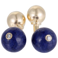 Tiffany & Co. Diamond and Lapis Yellow Gold Sphere Cufflinks