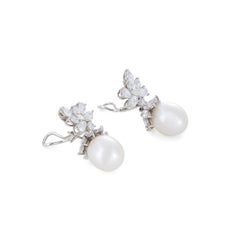 Tiffany & Co. Diamond and Pearl Detachable Drop Ear Clips