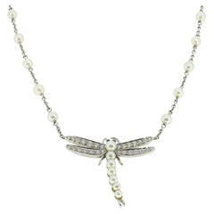 Tiffany & Co. Diamond and Pearl Dragonfly Necklace