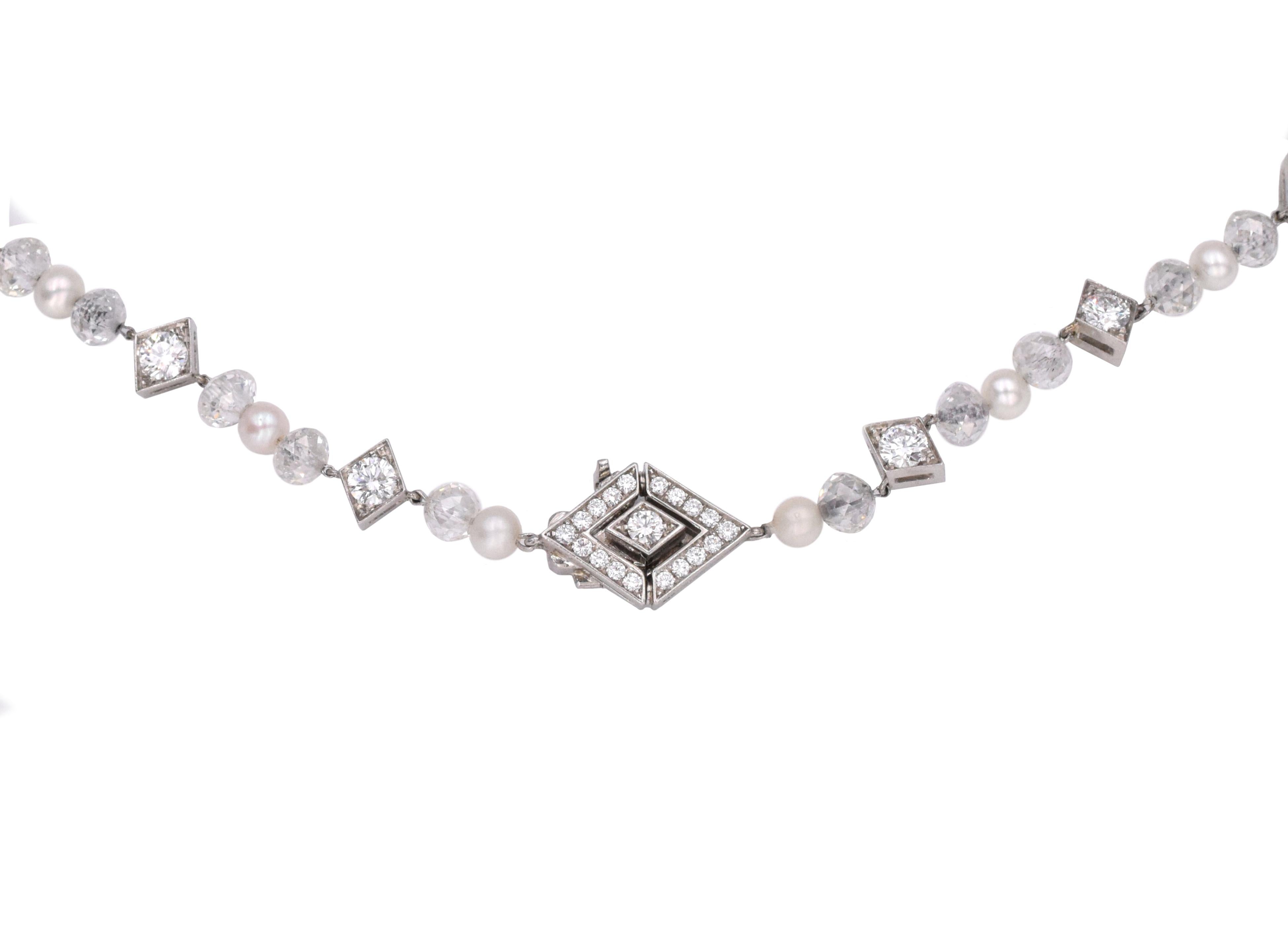 Tiffany & Co. Diamond and Pearl Necklace In Excellent Condition In New York, NY