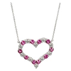 Tiffany & Co. Diamond and Pink Sapphire Heart Pendant in Platinum 1.1 Carat