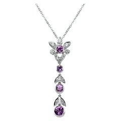 Tiffany & Co. Collier pendentif en platine avec diamant et saphir rose