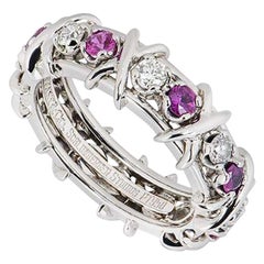 Tiffany & Co. Diamond and Pink Sapphire Schlumberger Ring