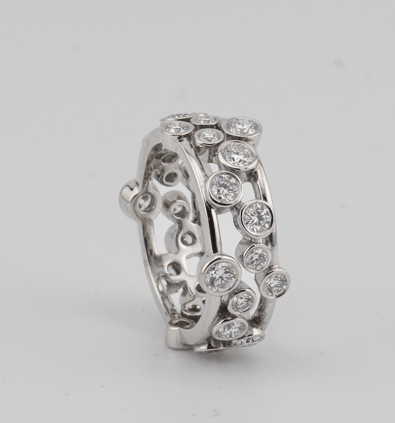 Round Cut Tiffany & Co. Diamond and Platinum Bubbles Band Ring Size 5.25 For Sale