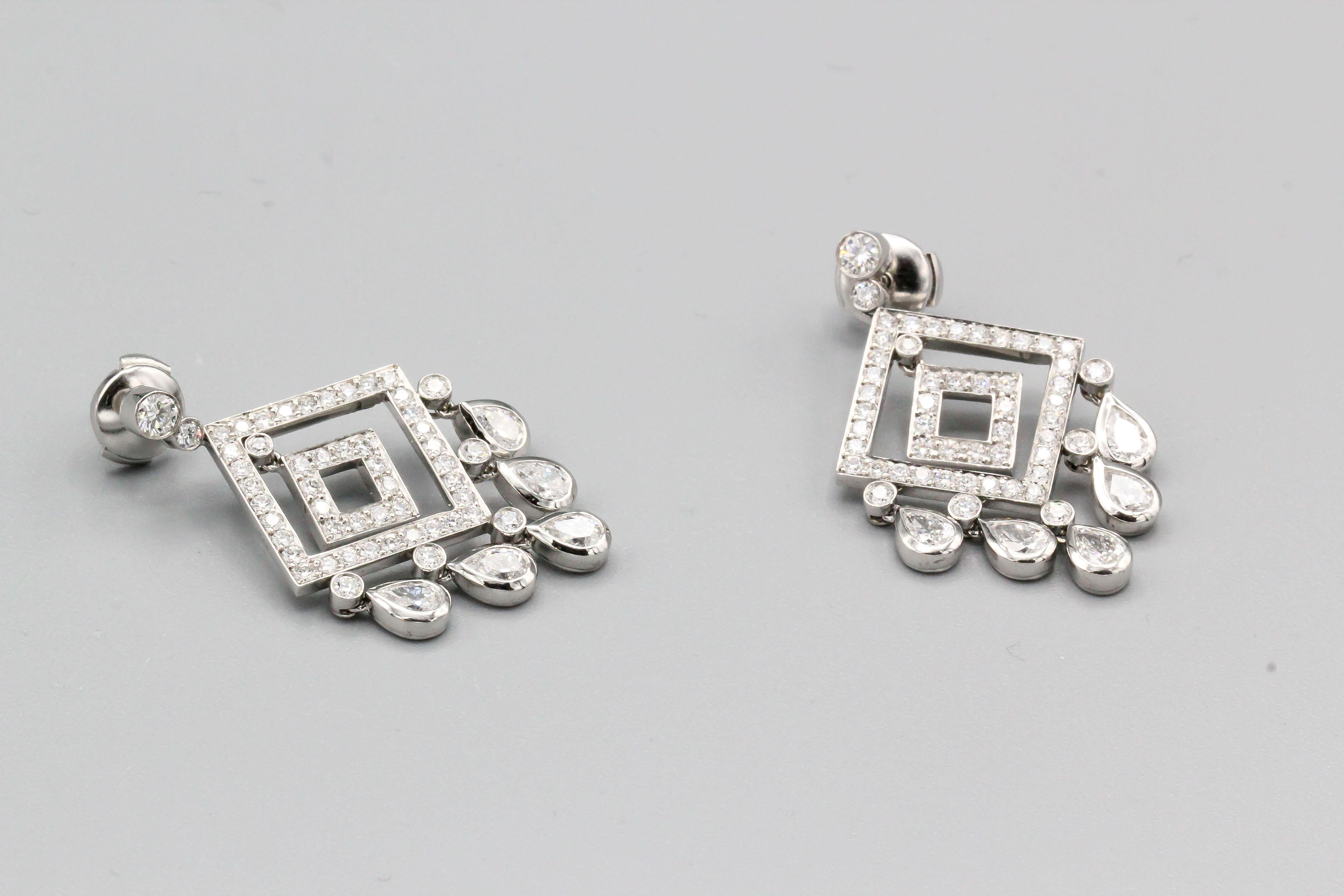 Tiffany and Co. Diamond and Platinum Chandelier Earrings at 1stDibs