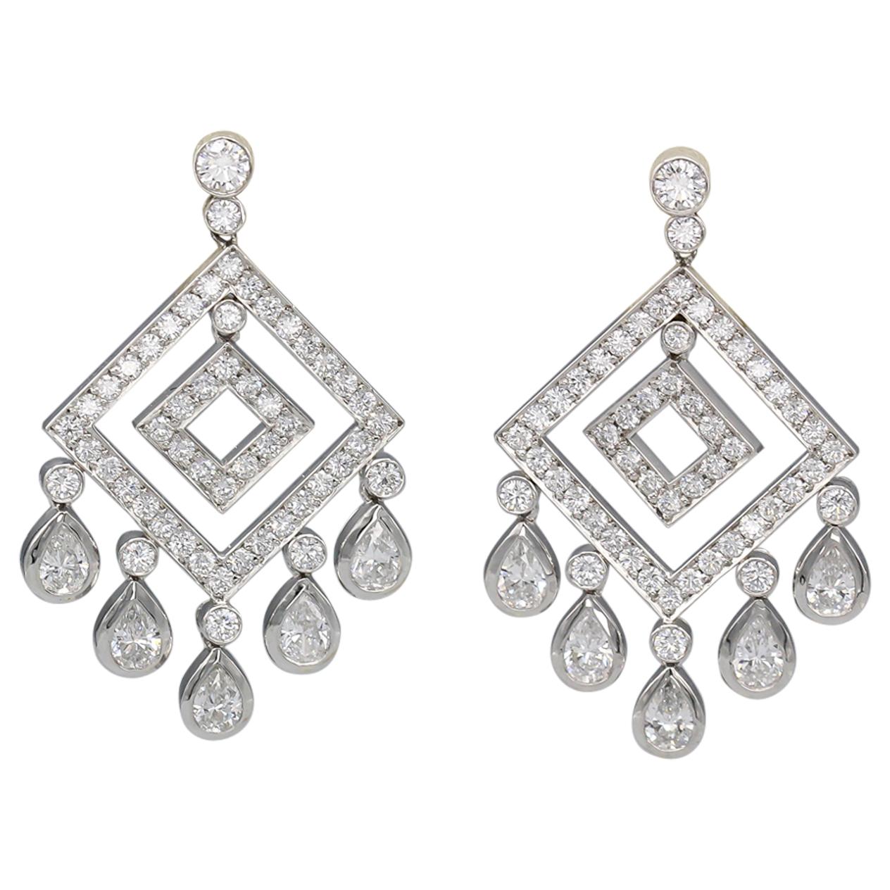 Tiffany & Co. Diamond and Platinum Chandelier Earrings
