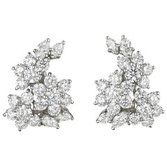 Tiffany & Co. Diamond and Platinum Clip Earrings 6.3 Carat