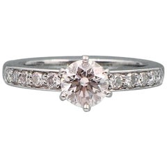 Tiffany & Co. Diamond and Platinum Engagement Ring Bead Set Round 1.09 Carat