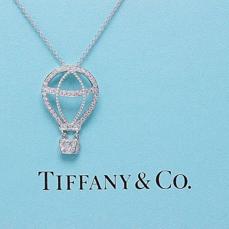 Tiffany and Co. Diamond and Platinum Hot Air Balloon Pendant Necklace 0
