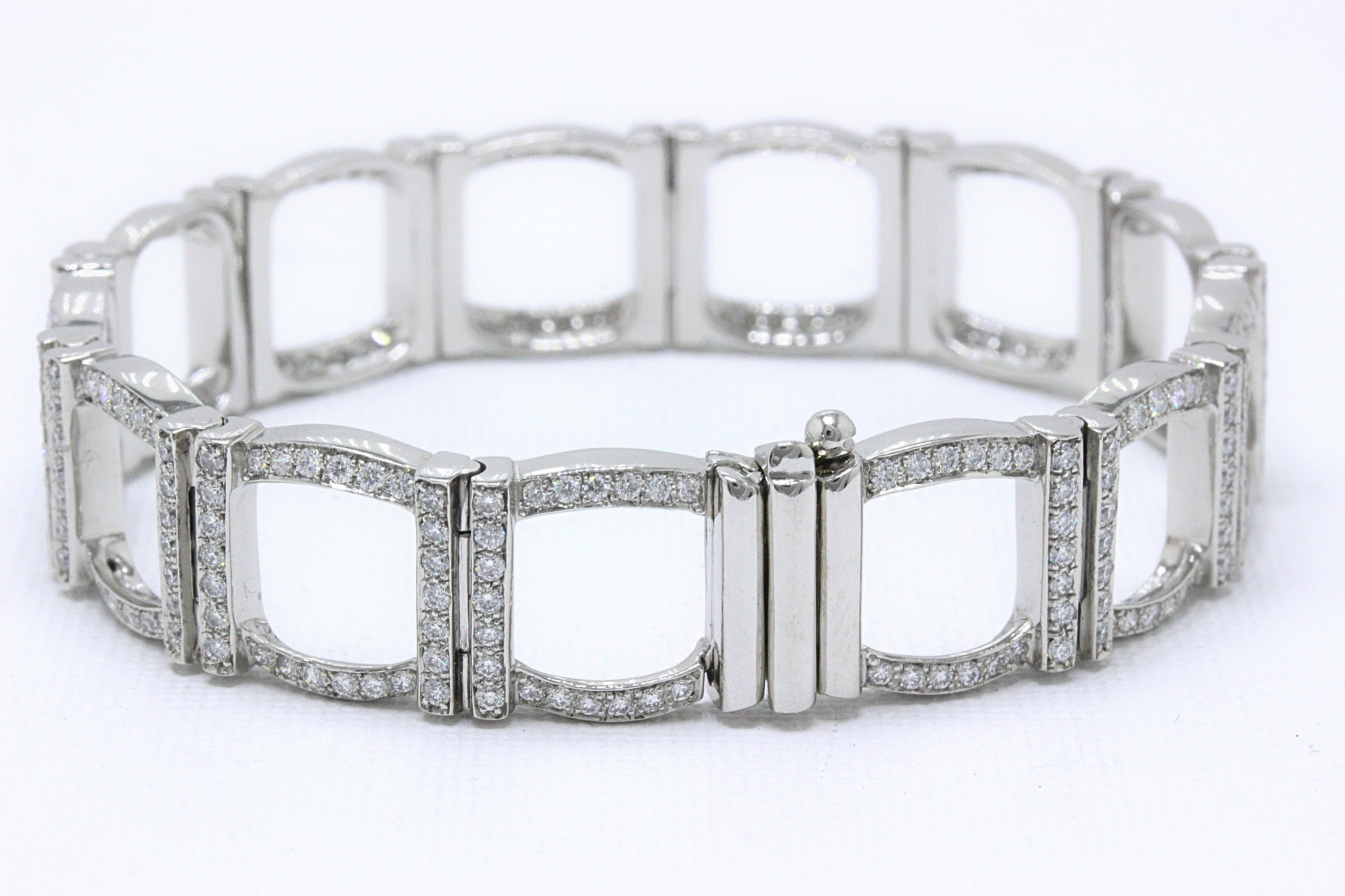 Tiffany & Co. Diamond and Platinum Open Square Link Bracelet Rounds 4.00 TCW 5