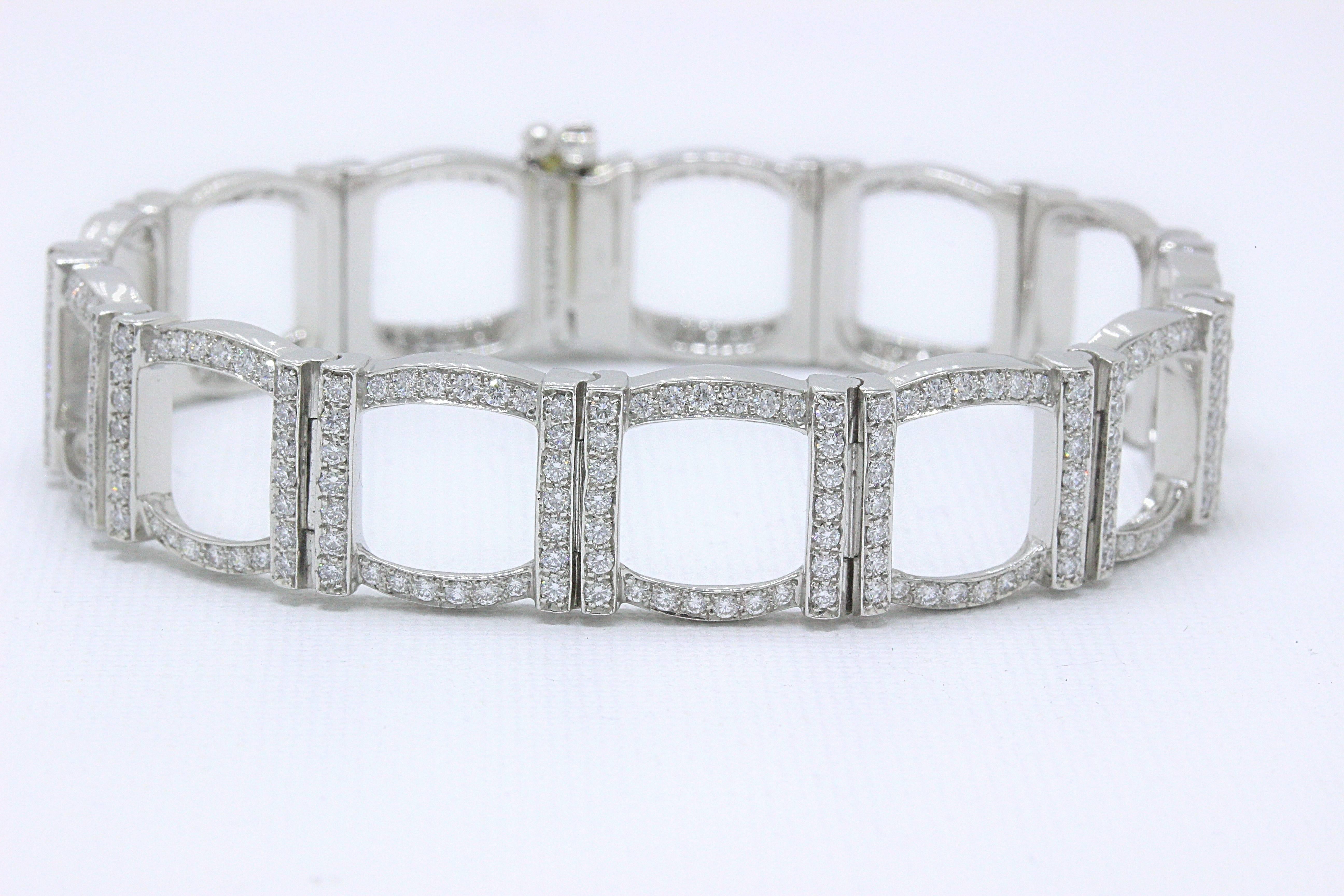 Tiffany & Co. Diamond and Platinum Open Square Link Bracelet Rounds 4.00 TCW 7