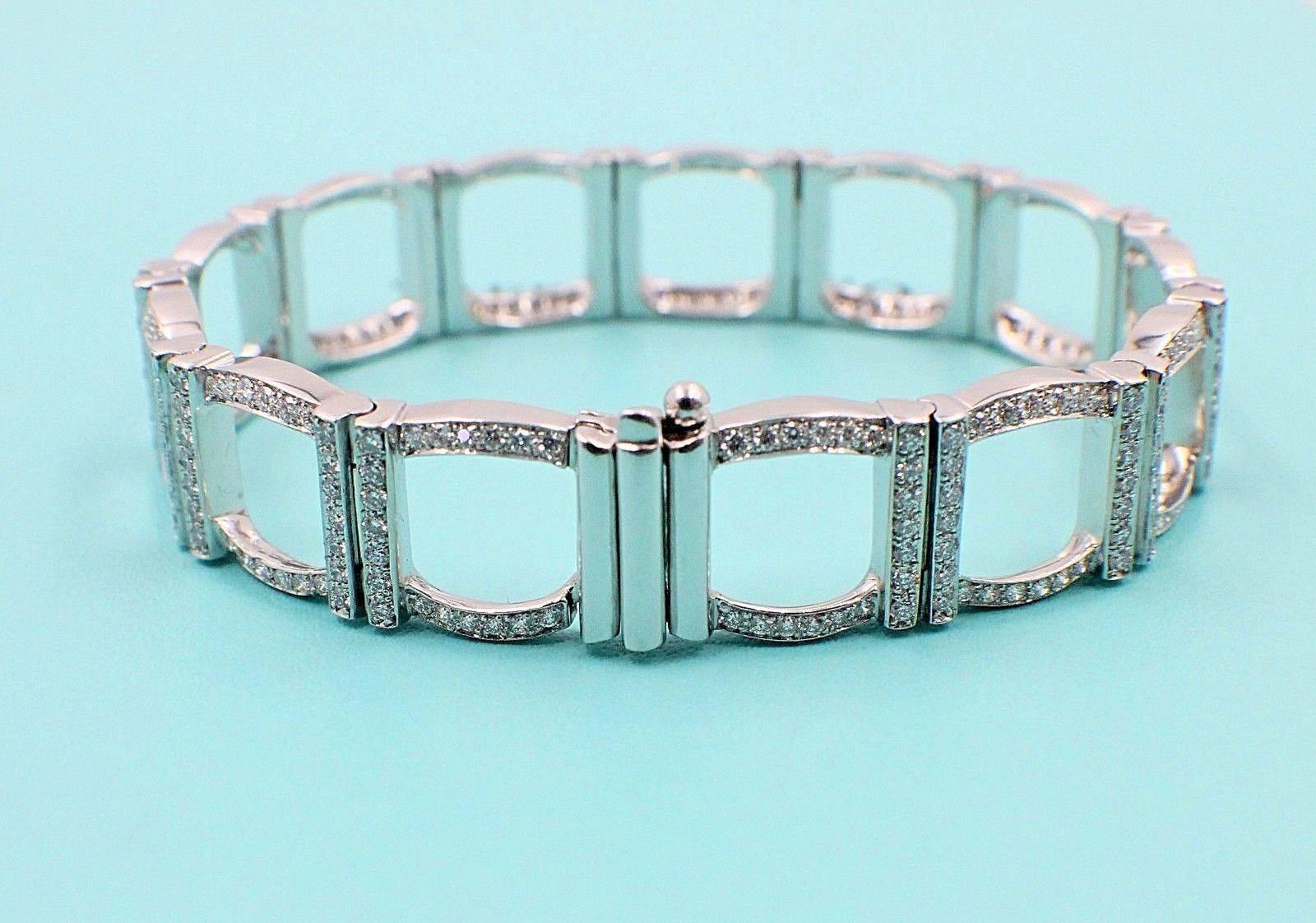Art Deco Tiffany & Co. Diamond and Platinum Open Square Link Bracelet Rounds 4.00 TCW