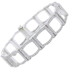 Tiffany & Co. Diamond and Platinum Open Square Link Bracelet Rounds 4.00 TCW