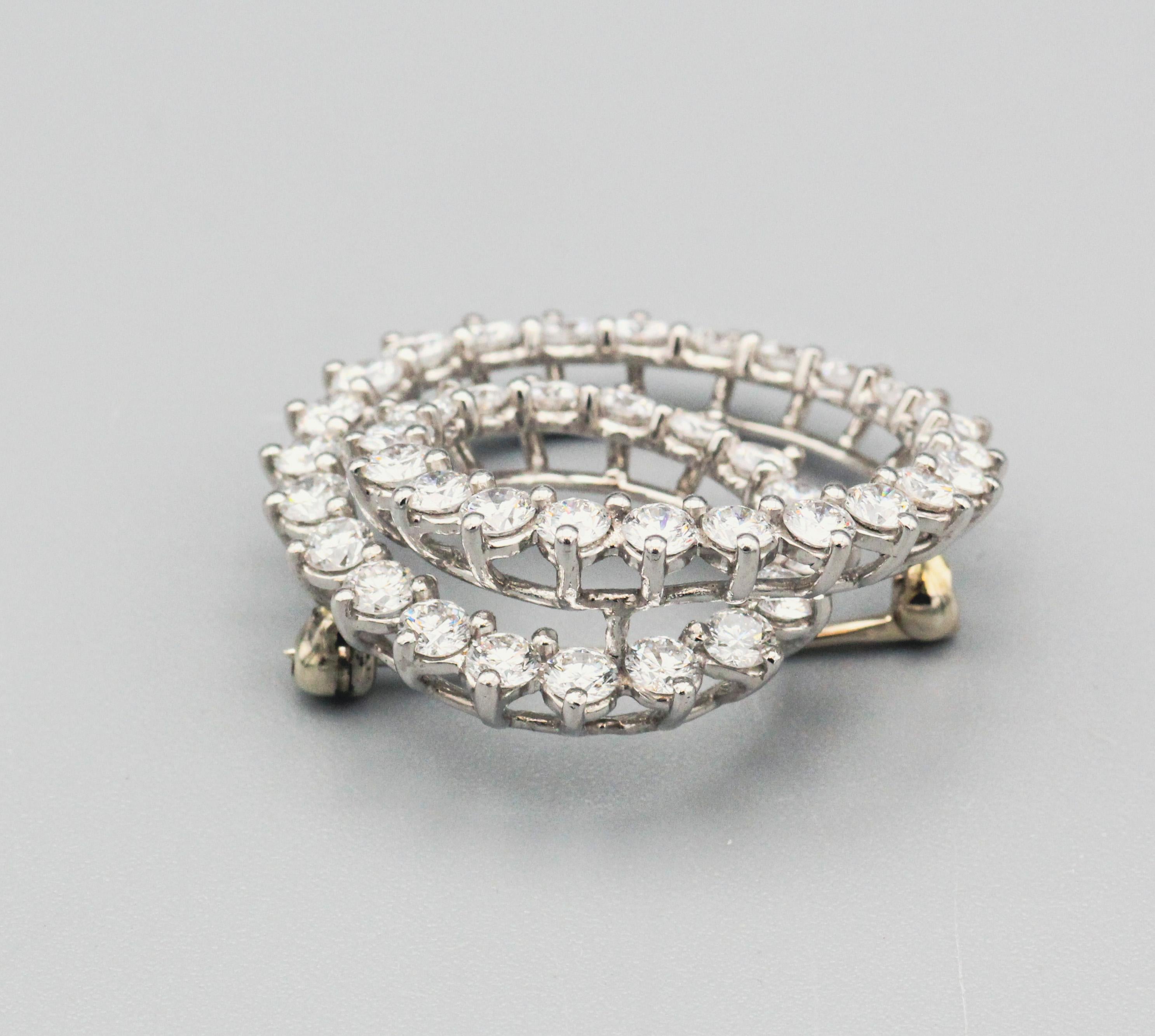Tiffany & Co. Diamond and Platinum Swirl Brooch  For Sale 1