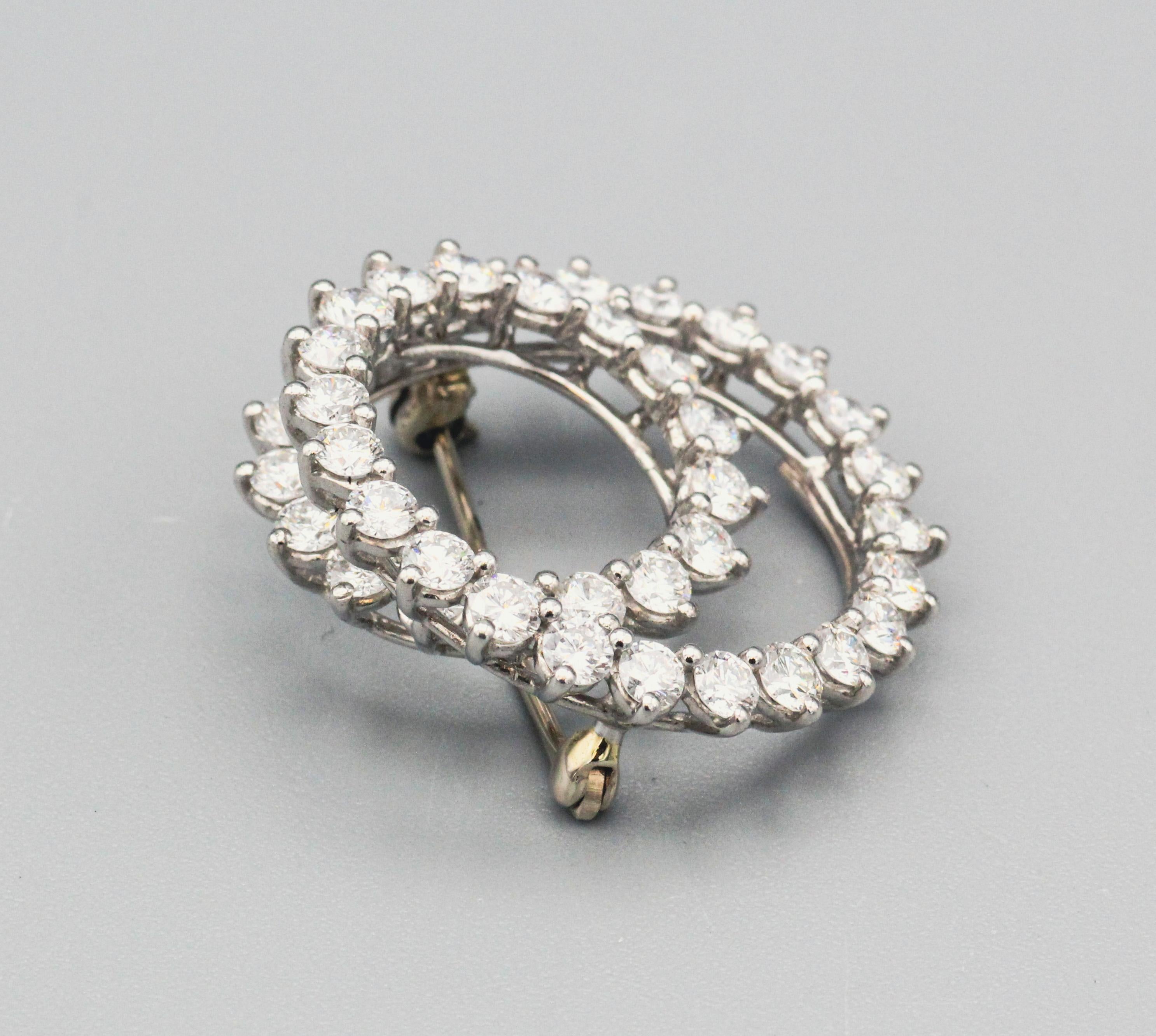 Tiffany & Co. Diamond and Platinum Swirl Brooch  For Sale 2