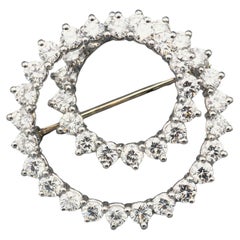Vintage Tiffany & Co. Diamond and Platinum Swirl Brooch 