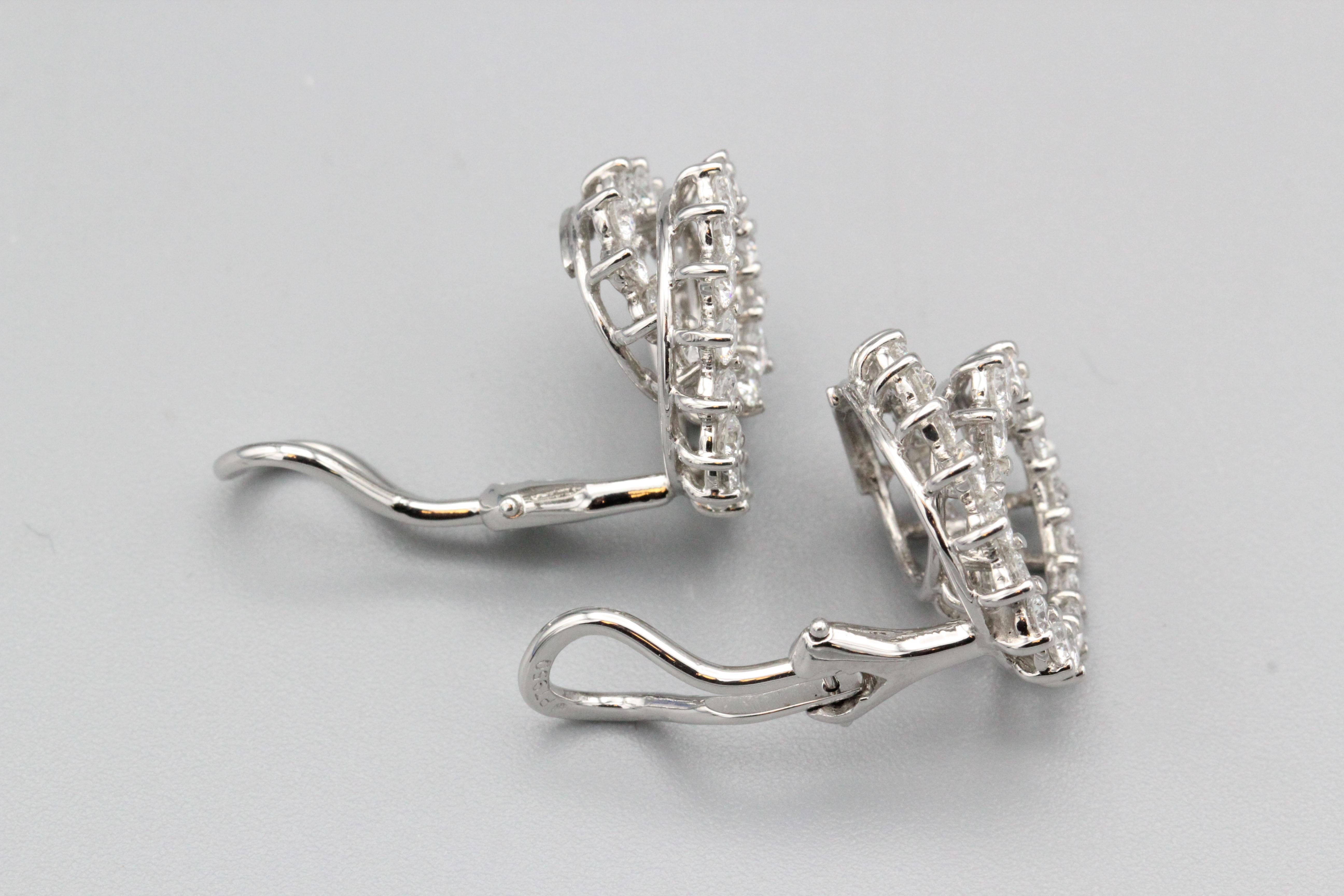 Brilliant Cut Tiffany & Co. Diamond and Platinum Swirl Earrings For Sale