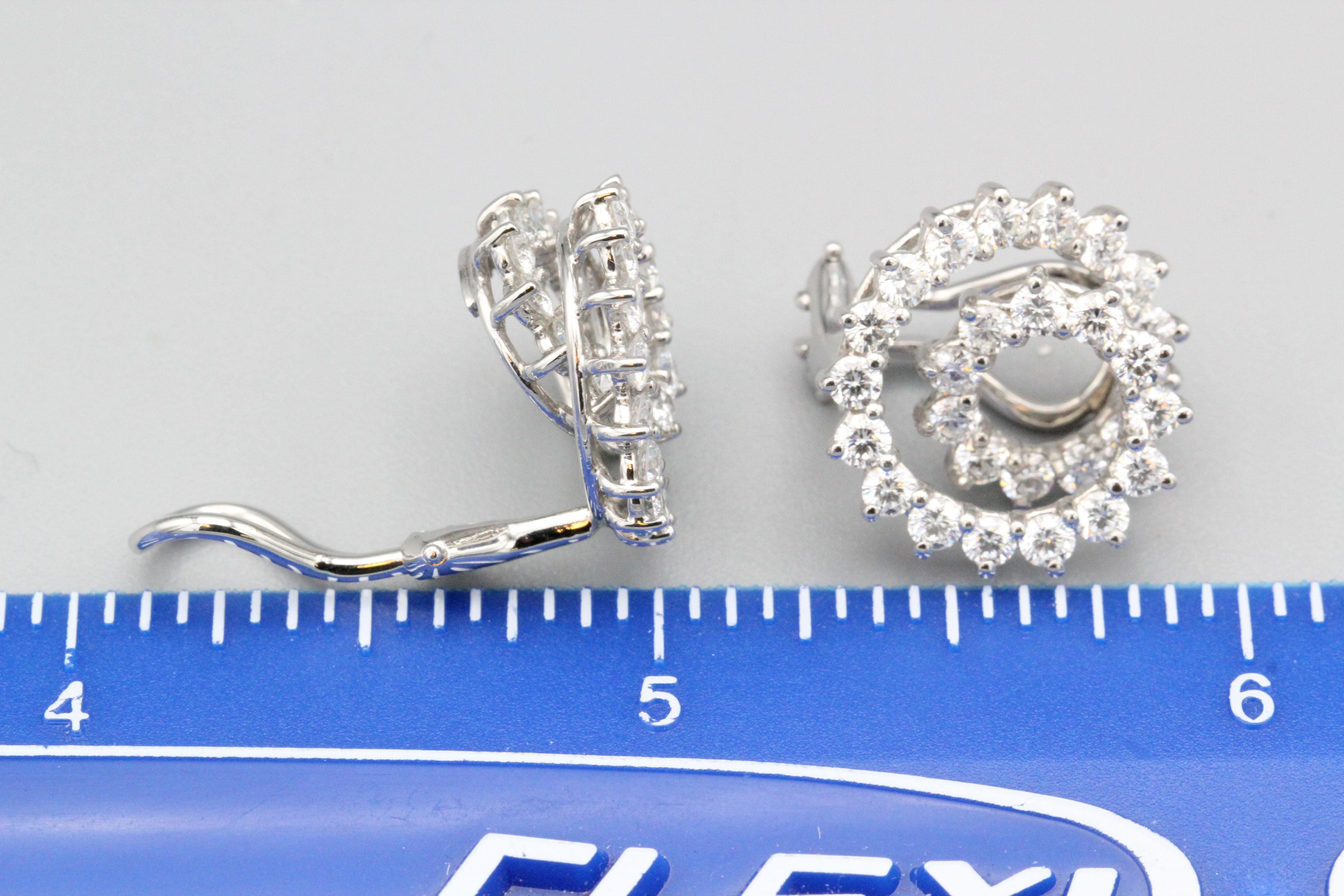 Brilliant Cut Tiffany & Co. Diamond and Platinum Swirl Earrings