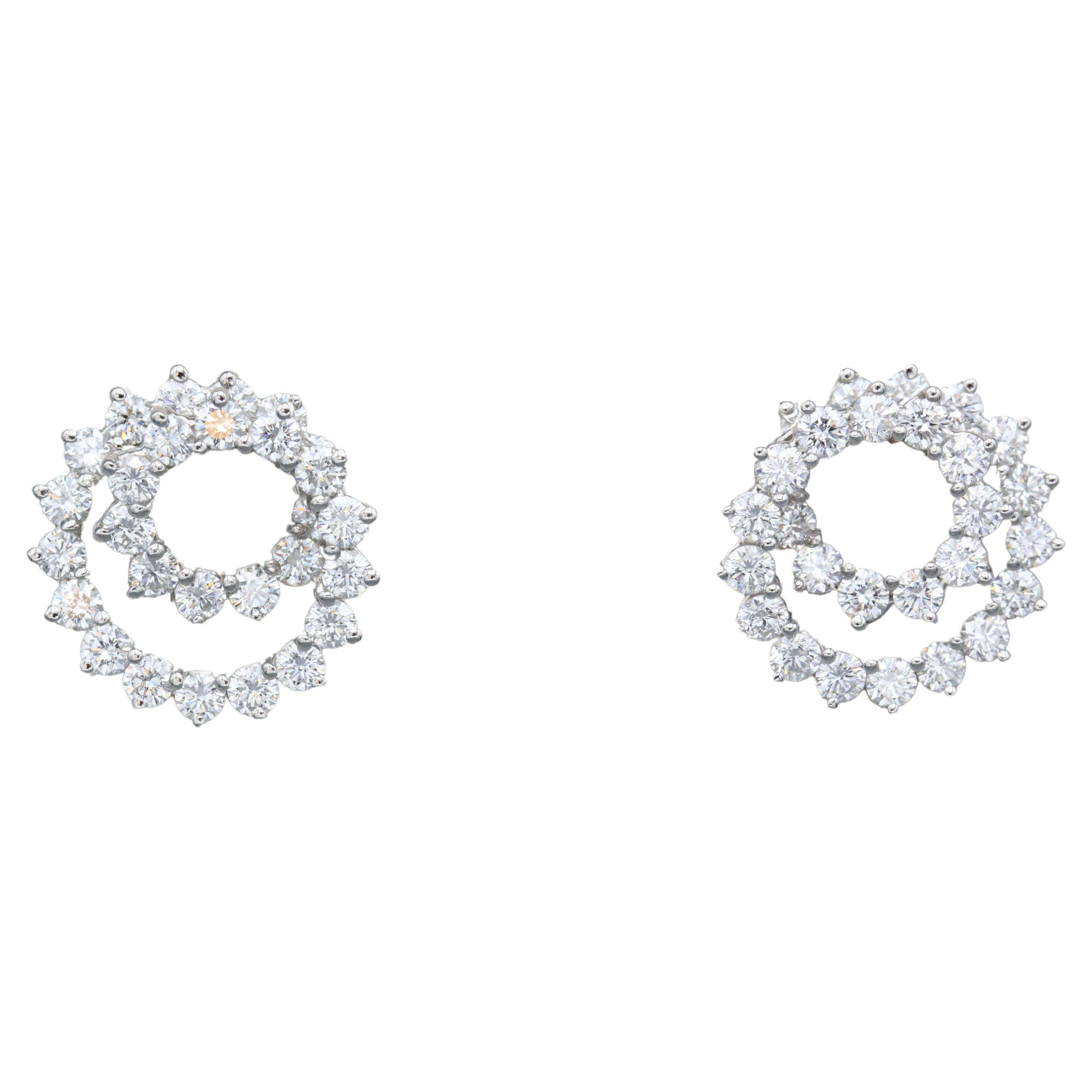 Tiffany & Co. Diamond and Platinum Swirl Earrings