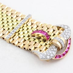Tiffany & Co Diamond and Ruby 18ct Gold Belt Buckle Bracelet