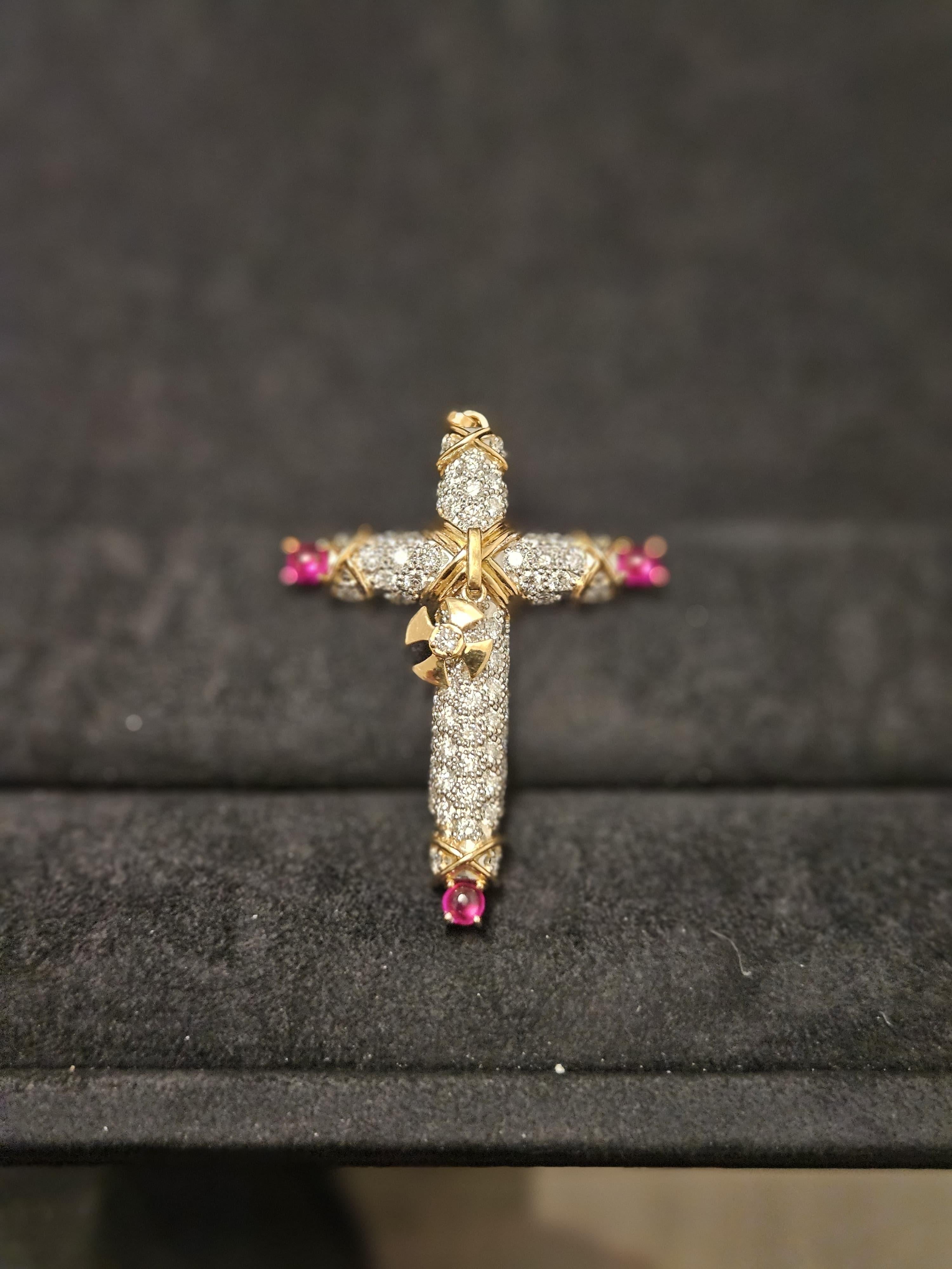 Tiffany & Co. Kreuz aus Diamanten und Rubinen, Jean Schlumberger, Tiffany & Co. im Zustand „Gut“ im Angebot in New York, NY