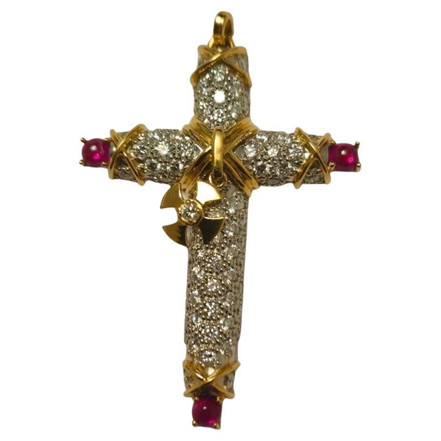 Tiffany & Co. Kreuz aus Diamanten und Rubinen, Jean Schlumberger, Tiffany & Co. im Angebot