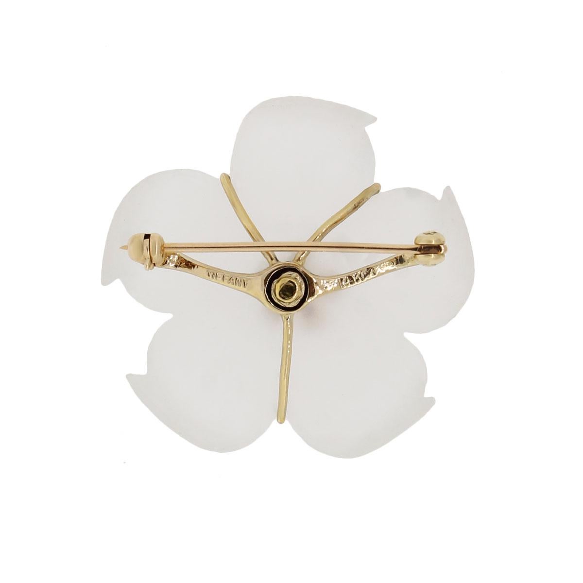 Tiffany & Co. Diamond and Ruby Floral 14-Karat Brooch Pin In Stock In Excellent Condition For Sale In Boca Raton, FL