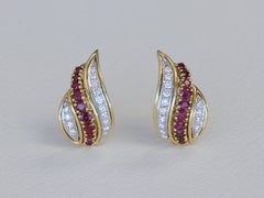 Tiffany & Co. Diamond and Ruby Paisley Motif Earrings in 18 Karat and Platinum