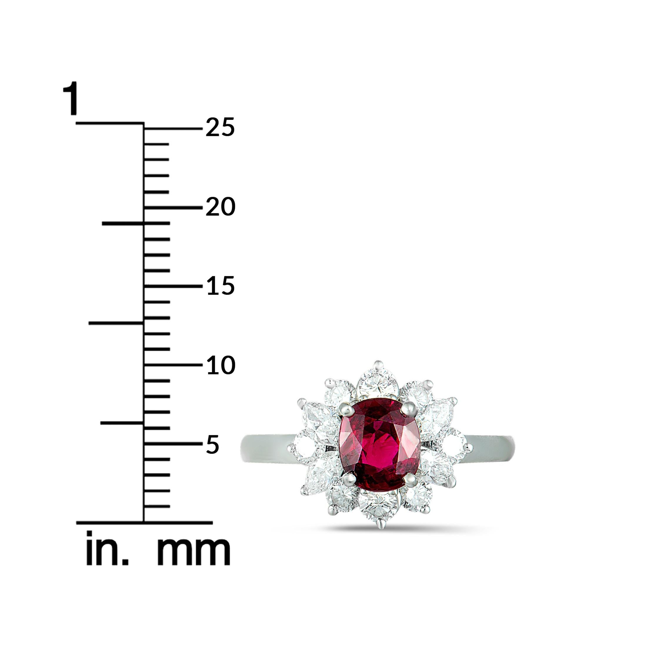Tiffany & Co. Diamond and Ruby Platinum Small Flower Ring 2