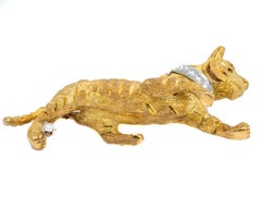 Tiffany & Co. Diamond and Ruby Tiger Brooch 18 Karat Gold