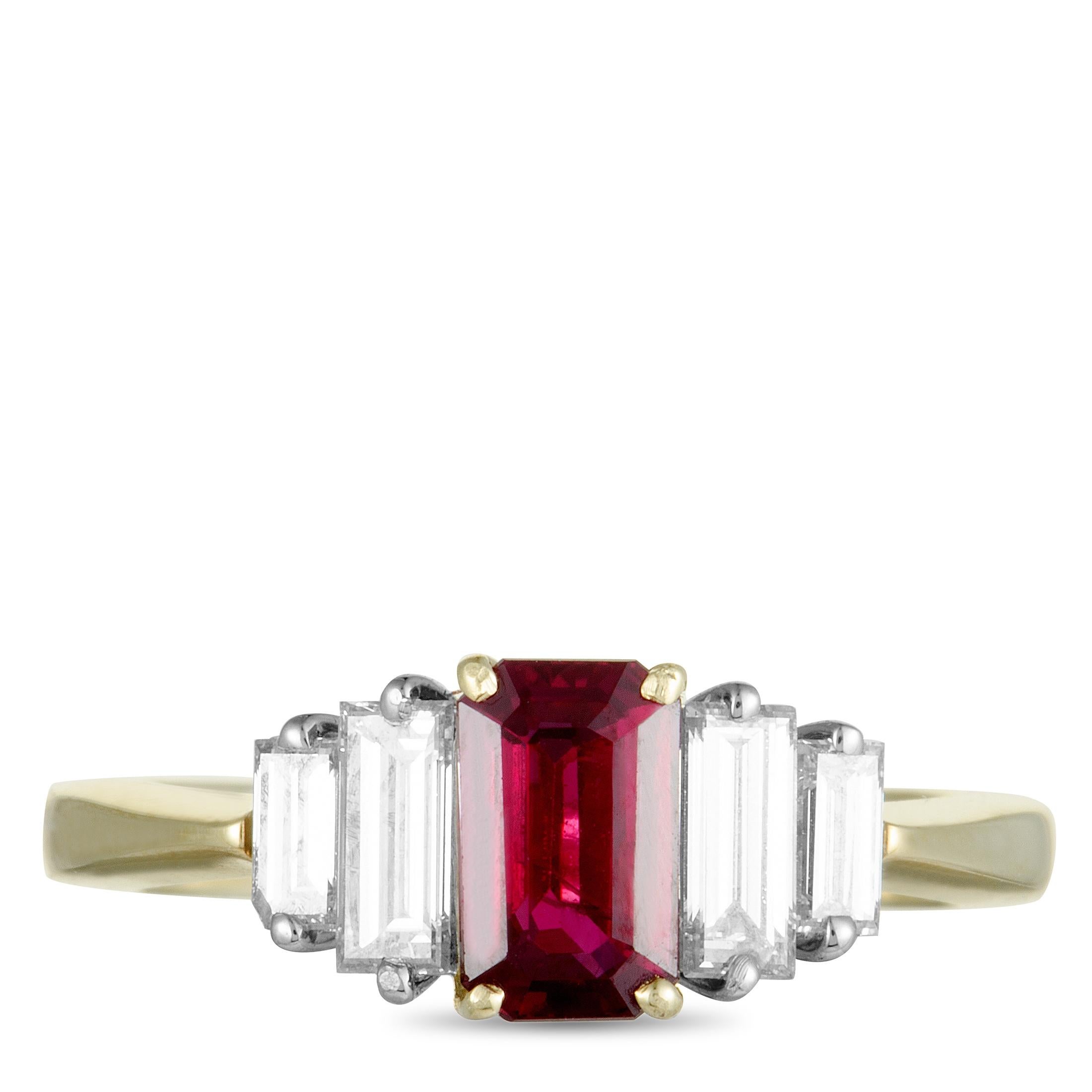 Tiffany & Co. Diamond and Ruby Yellow Gold and Platinum Ring 1