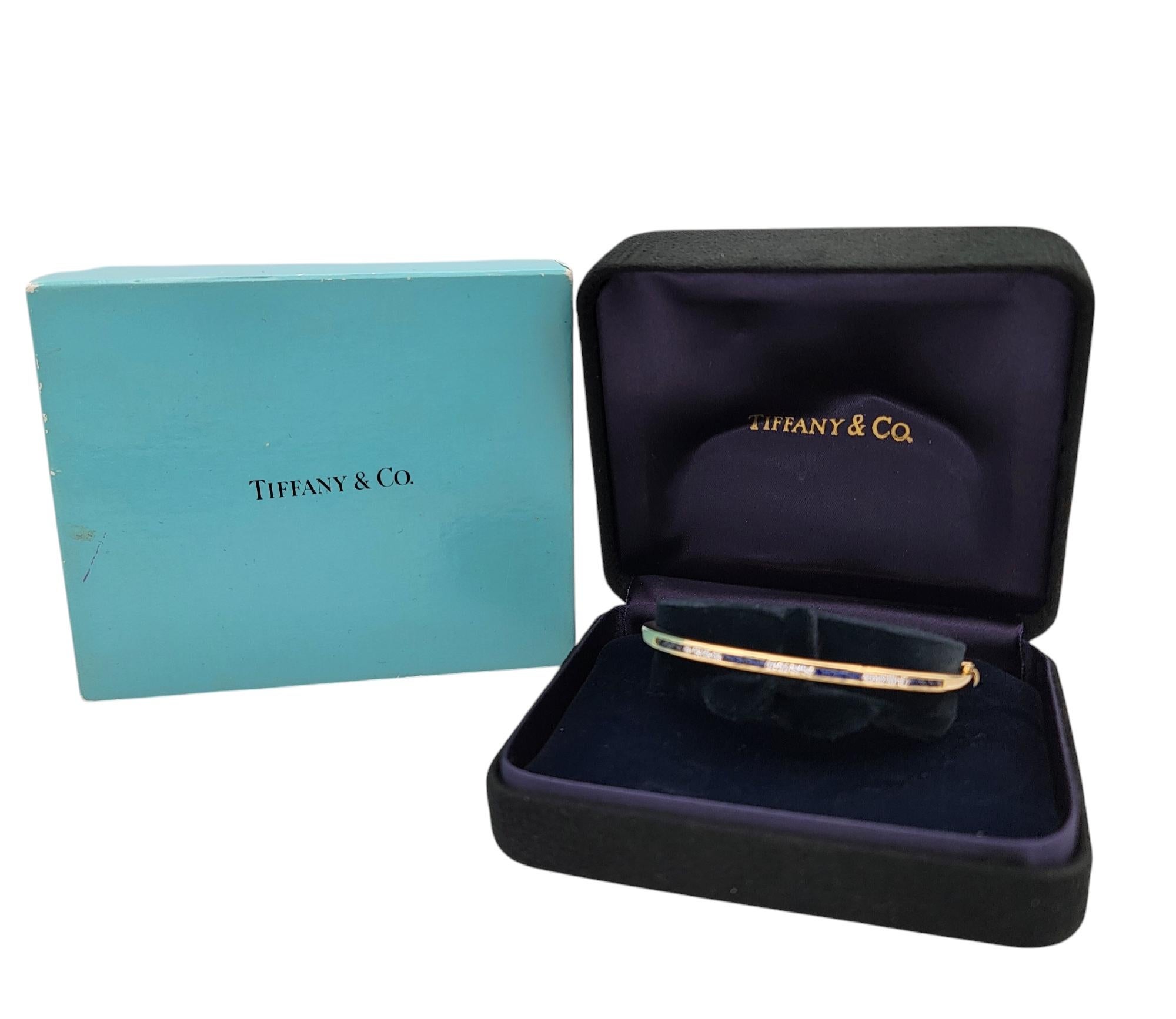 Tiffany & Co. Diamant- und Saphir-Armband mit Scharnieren 18 Karat Gelbgold im Angebot 4