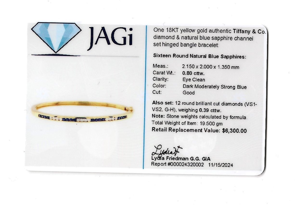 Tiffany & Co. Diamant- und Saphir-Armband mit Scharnieren 18 Karat Gelbgold im Angebot 5