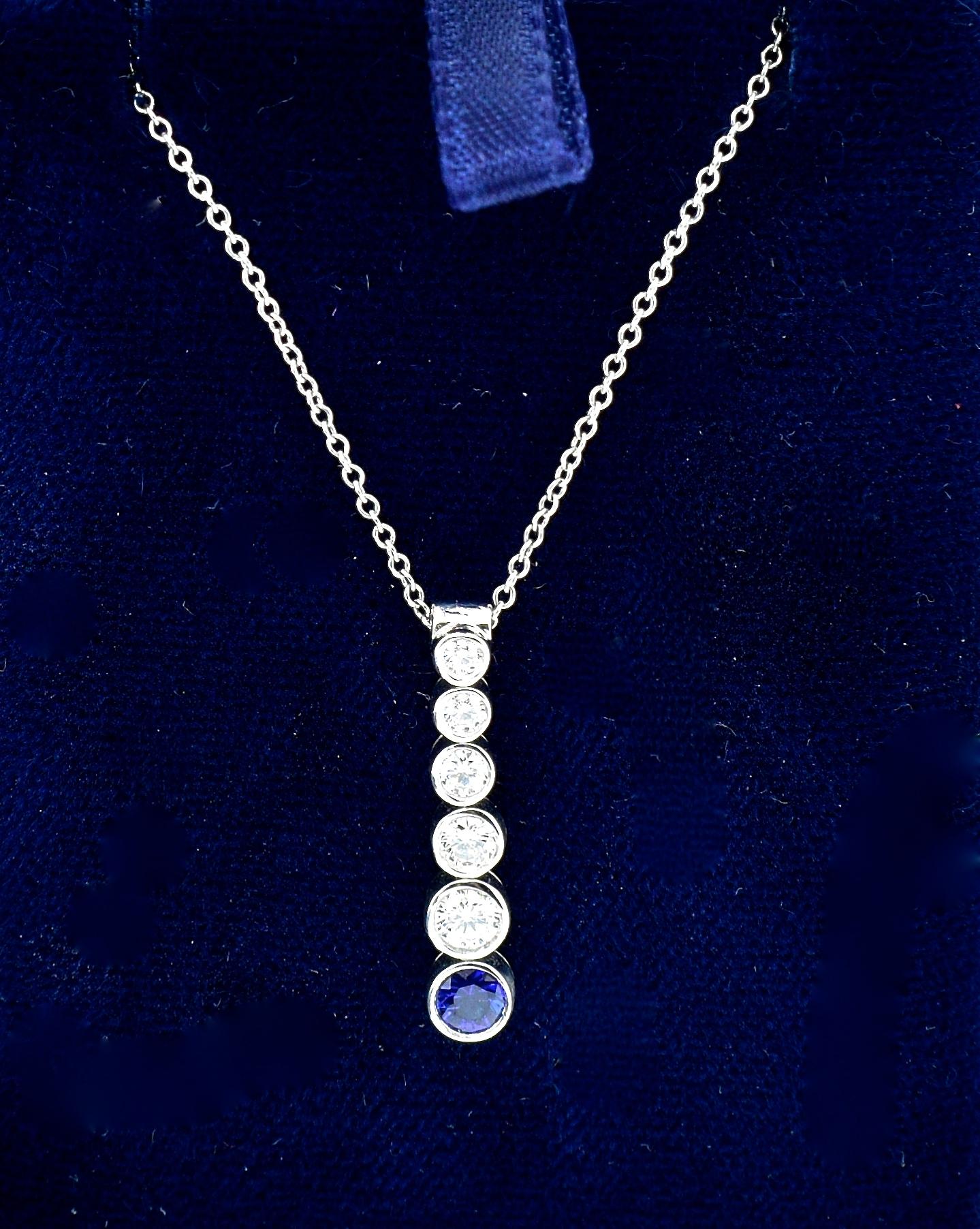 Contemporary Tiffany & Co. Diamond and Sapphire Pendant Necklace