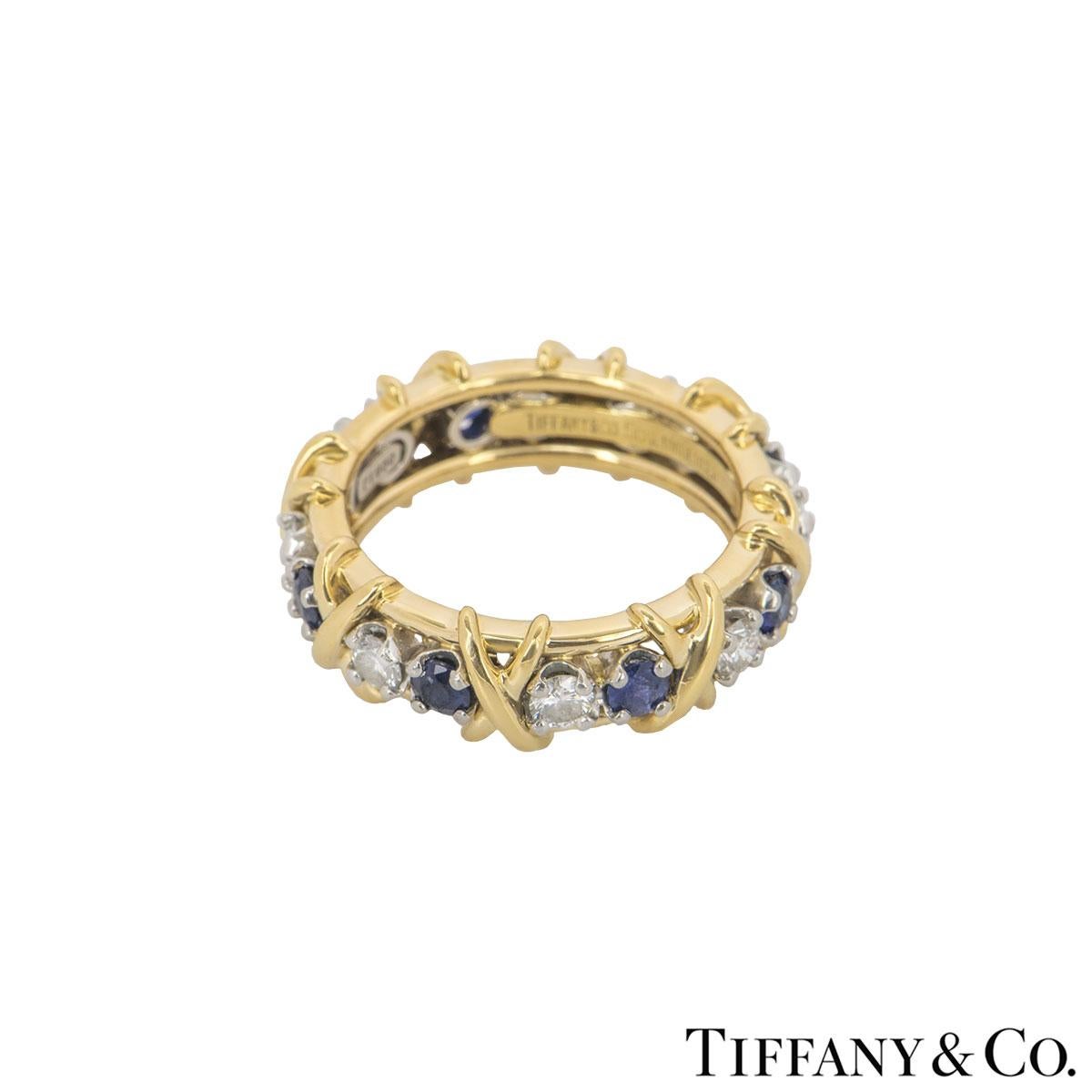 Tiffany & Co. Diamond and Sapphire Schlumberger Ring In Excellent Condition In London, GB