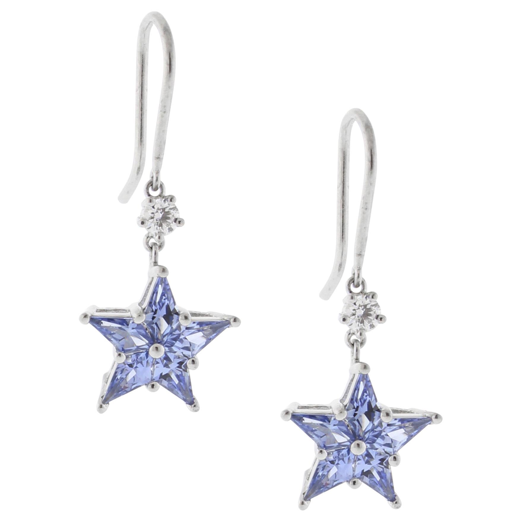 Tiffany & Co. Diamond and Sapphire Star Earrings