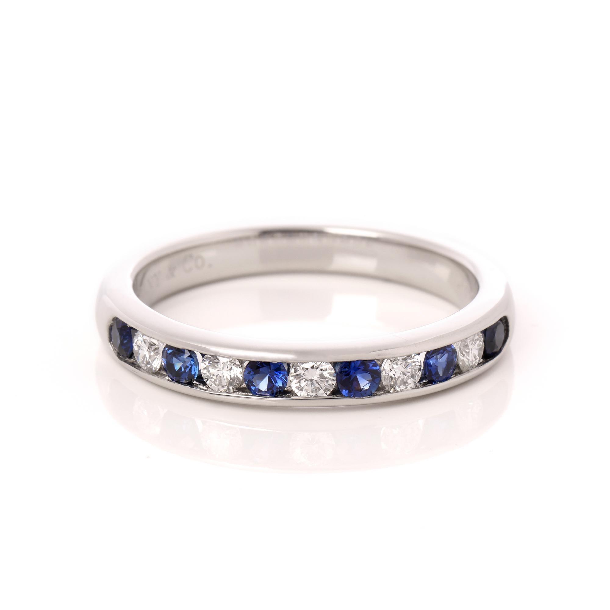 Tiffany and Co. Diamond and Sapphire Wedding Band Ring For Sale at ...