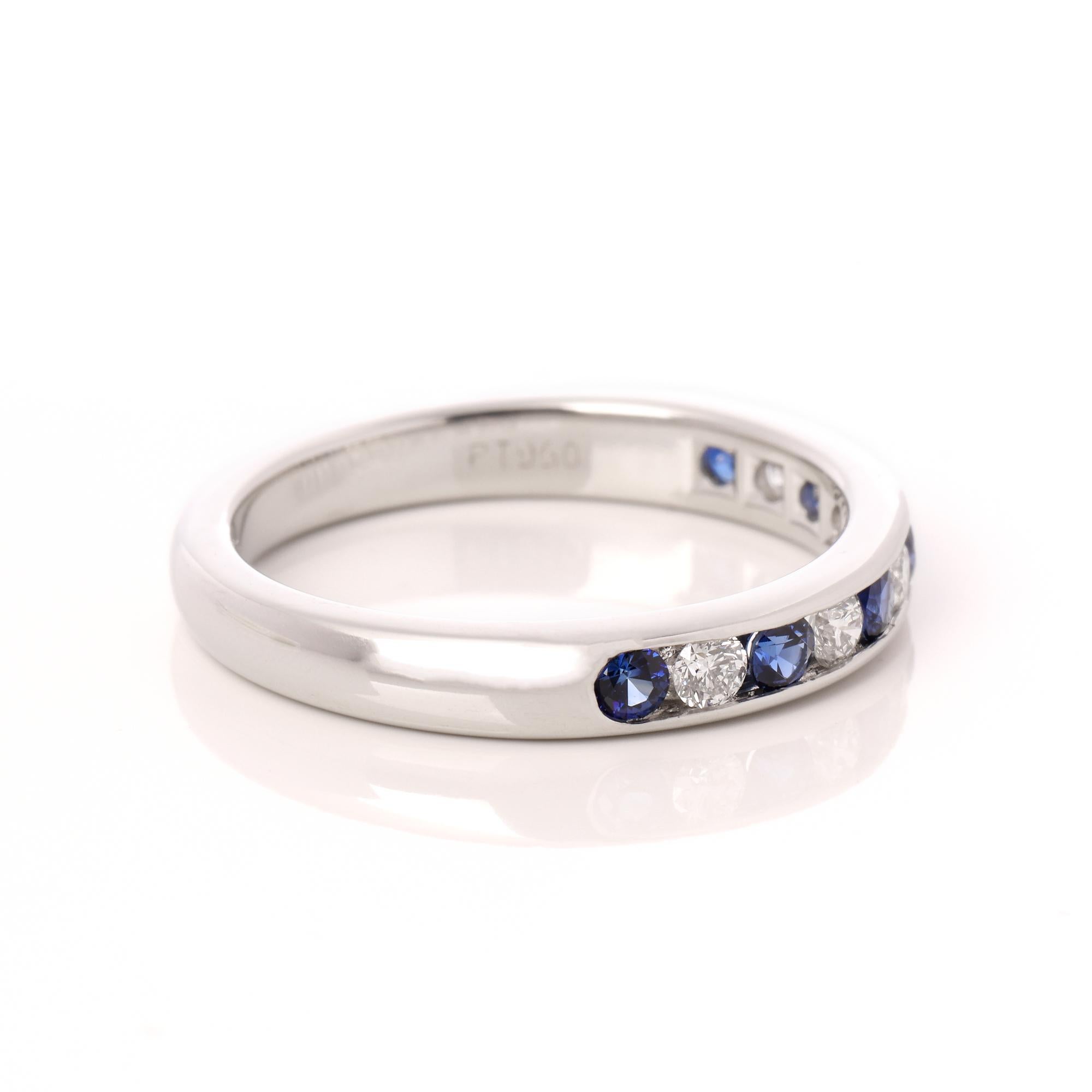 Contemporary Tiffany & Co. Diamond and Sapphire Wedding Band Ring