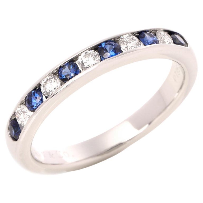 Tiffany & Co. Diamond and Sapphire Wedding Band Ring For Sale